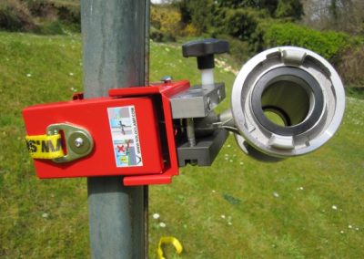 Red Soloclamp with Storz couplings on post 3